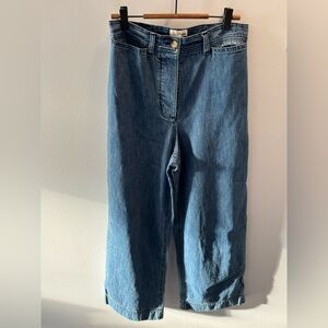 ARITZIA Wilfred Free Wide Leg Trouser Denim Jeans Size 8 High-Rise Slash Pockets